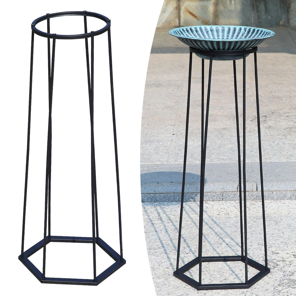 AIHAOKAN 28inch birdbath stand for outdoor use, supports water bowls and attracts birds.