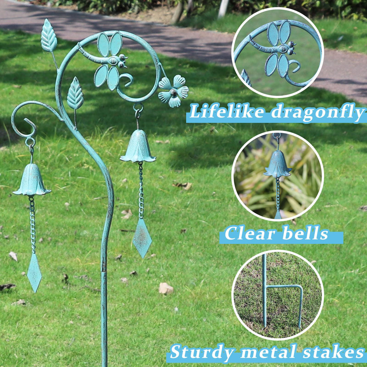 AIHAOKAN large garden stake stands 46.85 inches tall for flower beds.