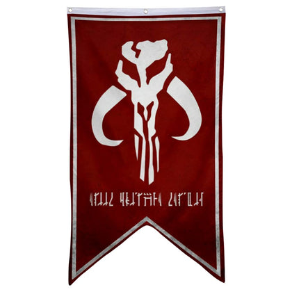 Aihccy red Mandalorian flag on white fabric for wall display