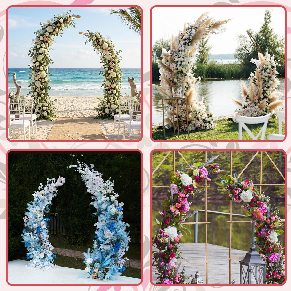 AIHSUMC gold arch supports balloons for festive photo corners and celebrations.