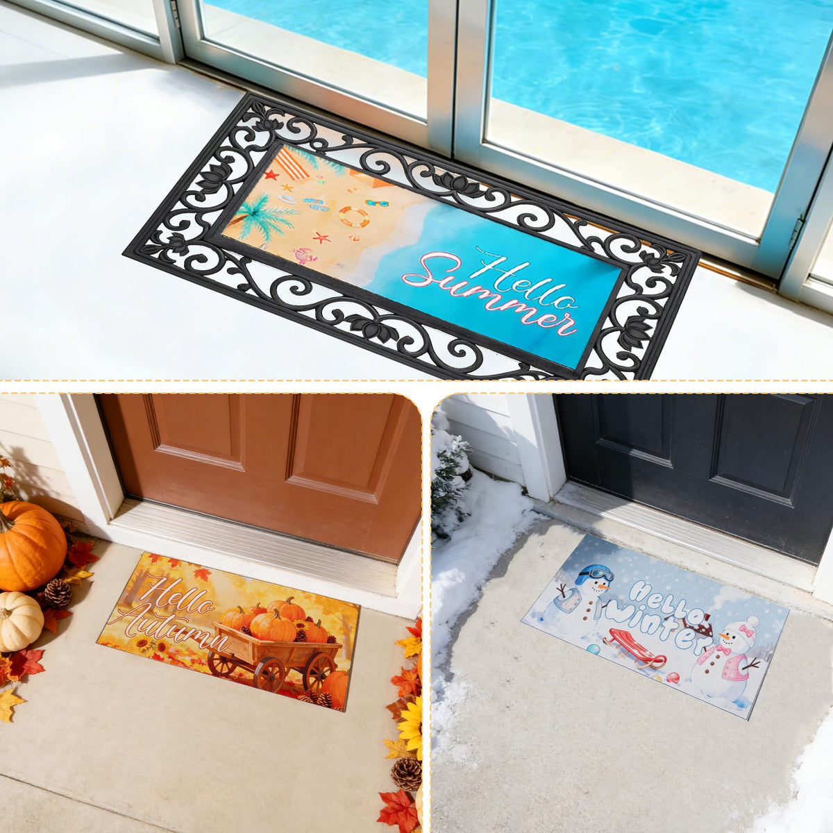 AIHSUMC seasonal welcome insert winter snowflakes evokes cozy entry