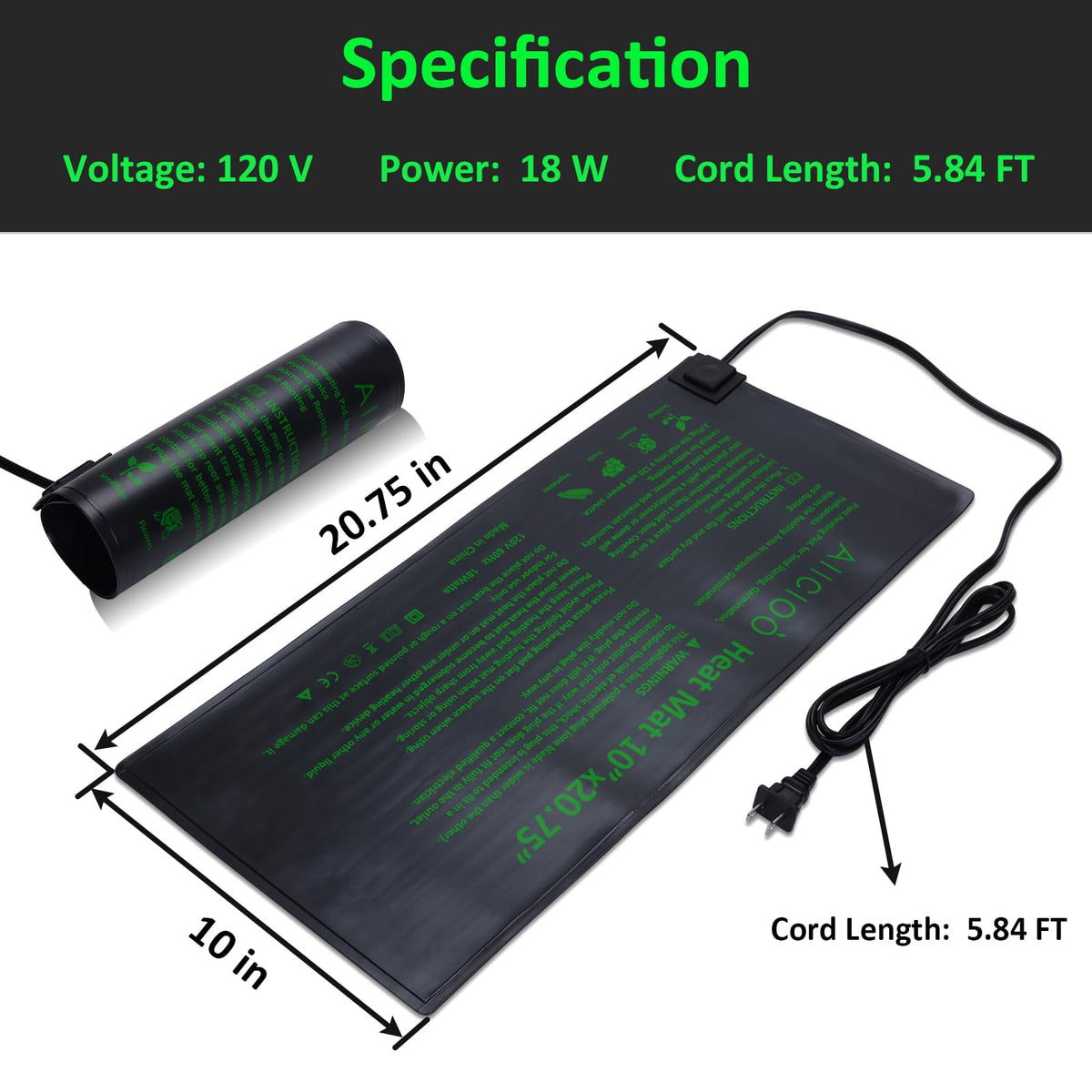 Aiicioo heat mat features durable PVC construction for longevity