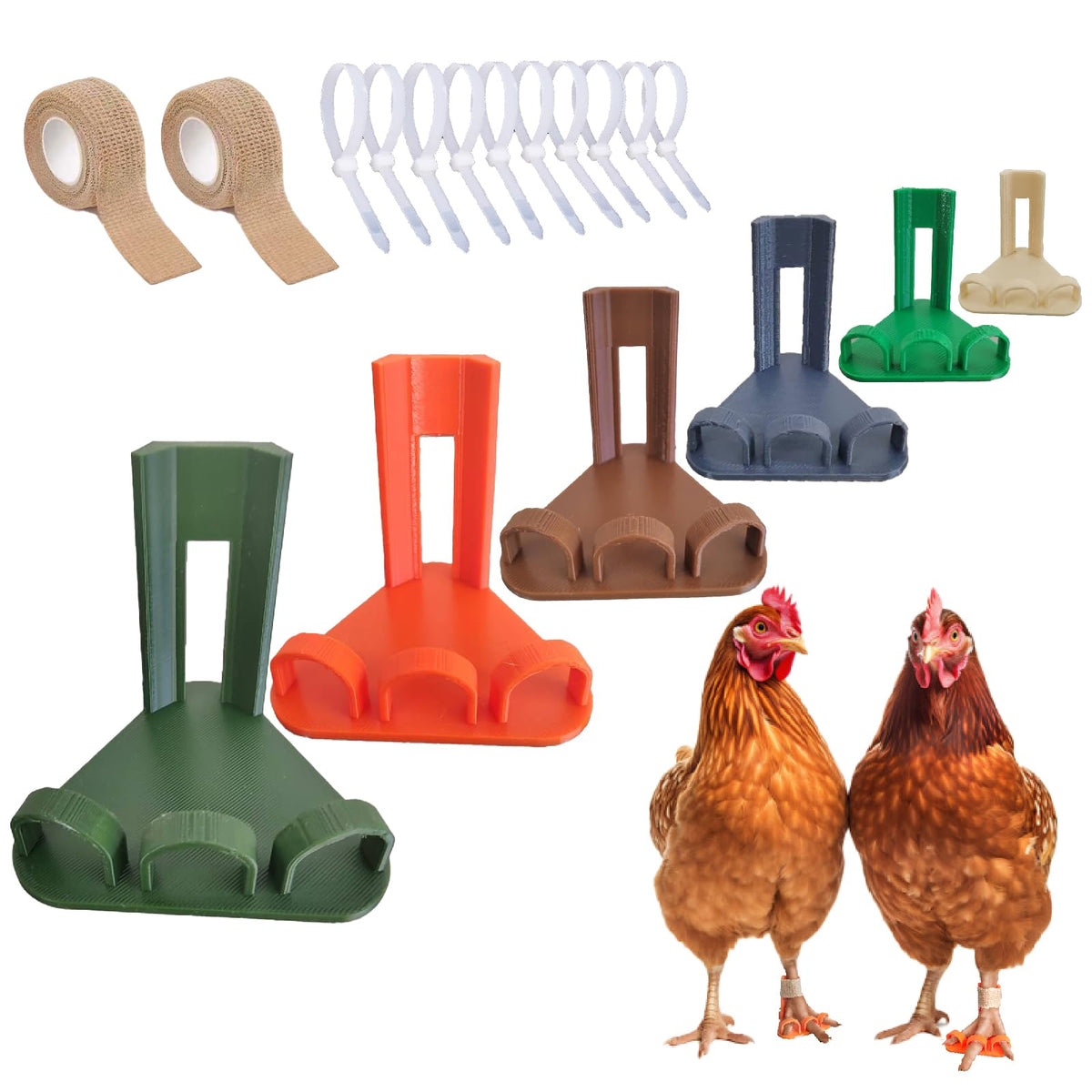 AIJINZUN chicken leg splint with six sizes for secure growth-stage support.