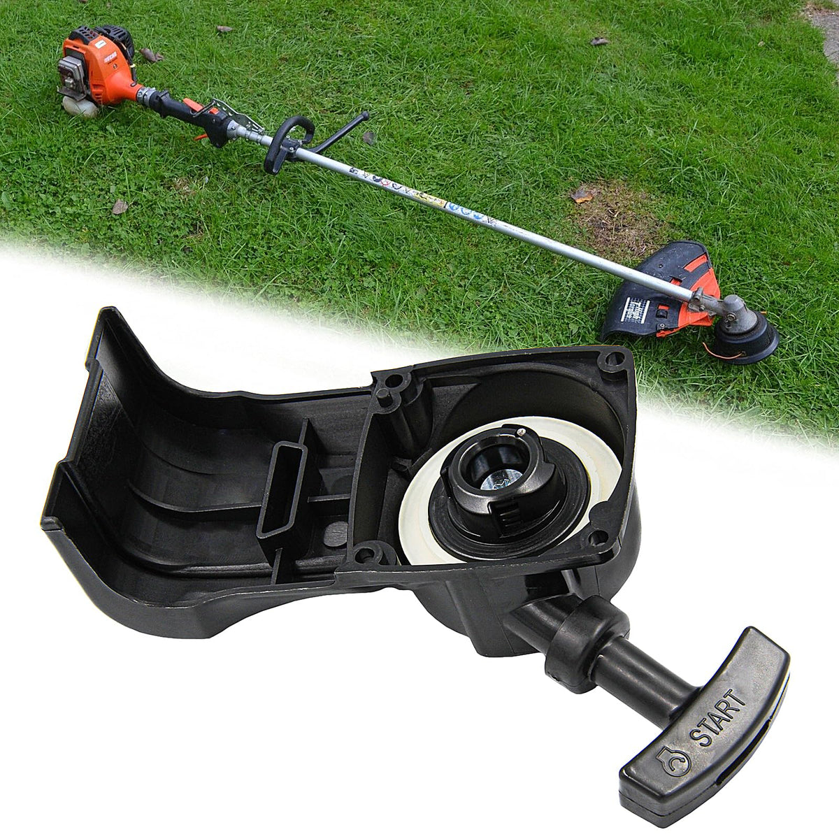 AILEETE recoil starter assembly for Echo SRM-211; durable plastic body withstands outdoor use.