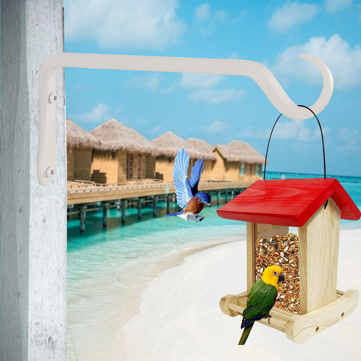 Close-up of AILIN YELOKIE bird-feeder hanger showing heavy-duty hook.