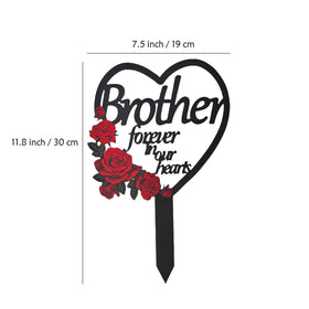 AIM & GGKK black metal stake with red roses enhances grave-site remembrance.