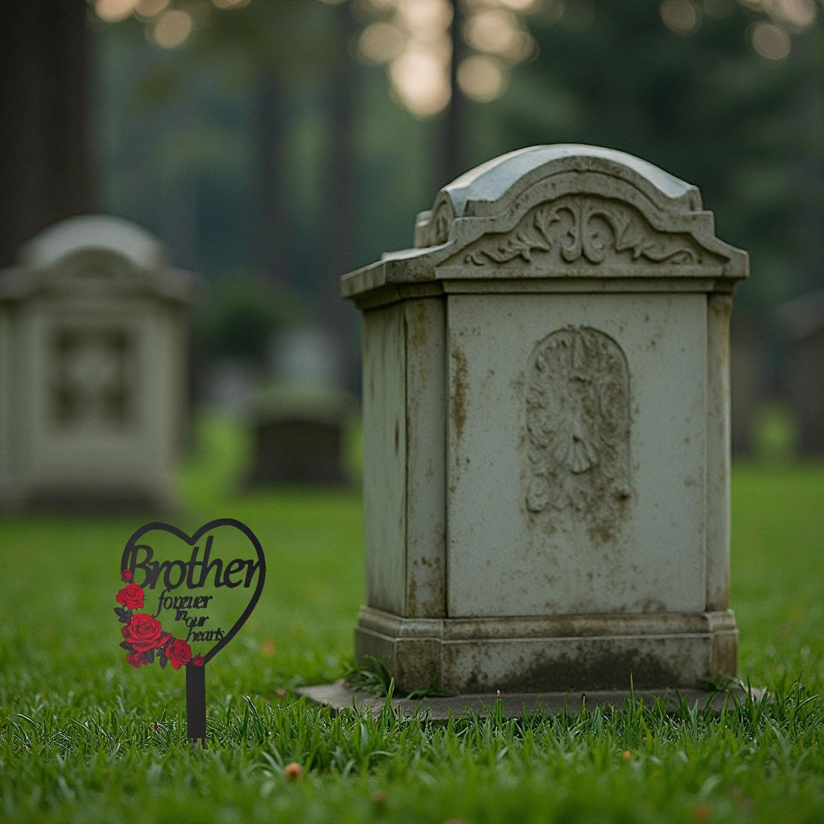 AIM & GGKK 30x19 cm size fits discreetly beside headstones.
