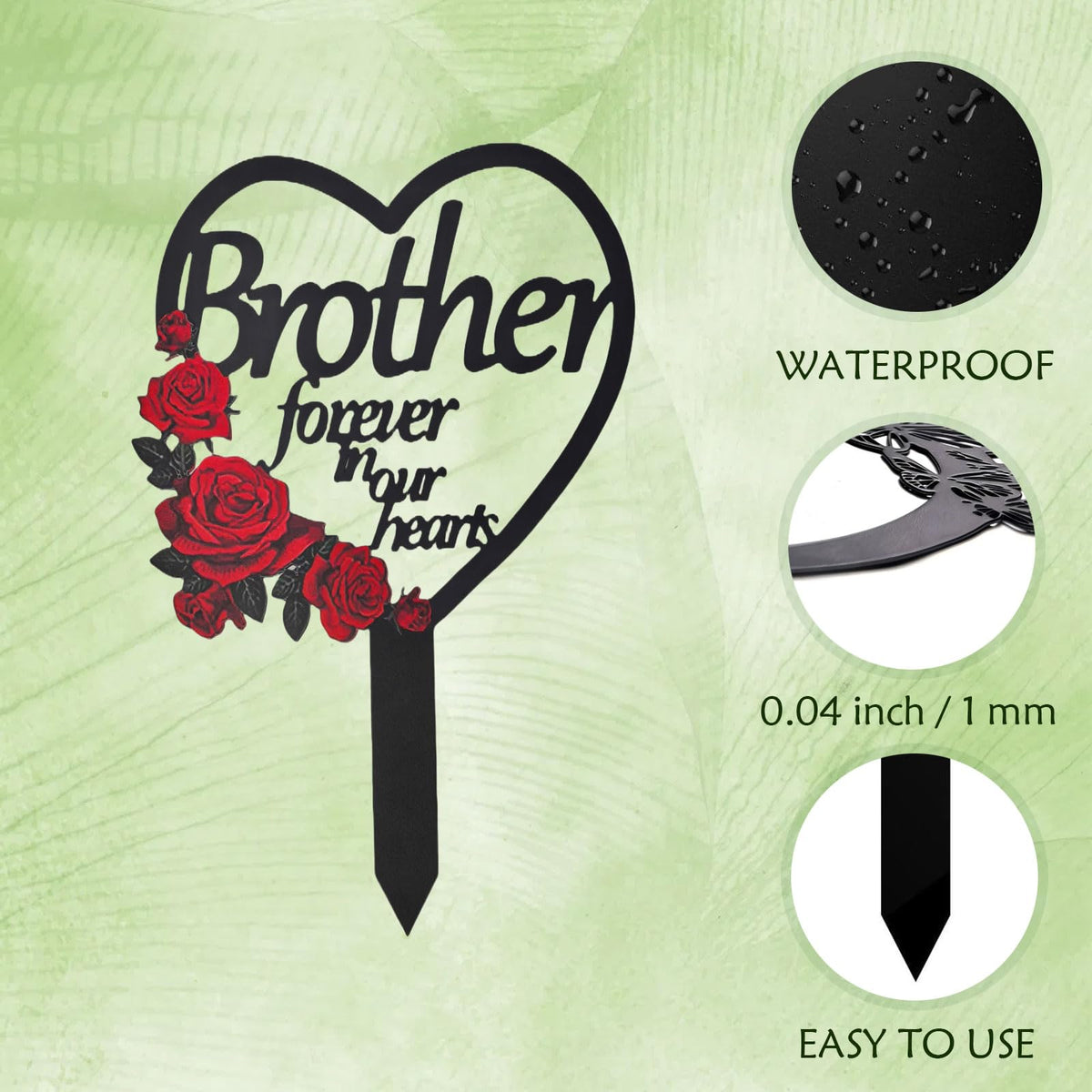 AIM & GGKK weather-resistant stake stands up to outdoor conditions.