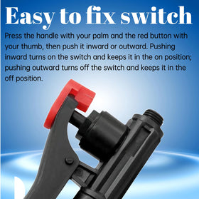 Aimela handle with intuitive on/off switch for precise spraying.