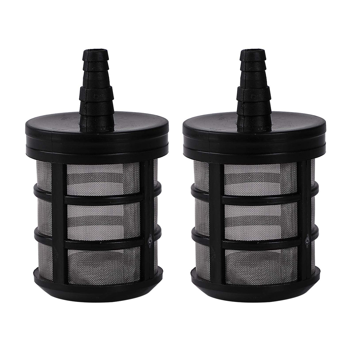 Aimela two-pack hose filter for pumps helps prevent clogs during spraying.