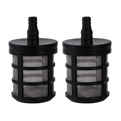 Aimela two-pack hose filter for pumps helps prevent clogs during spraying.
