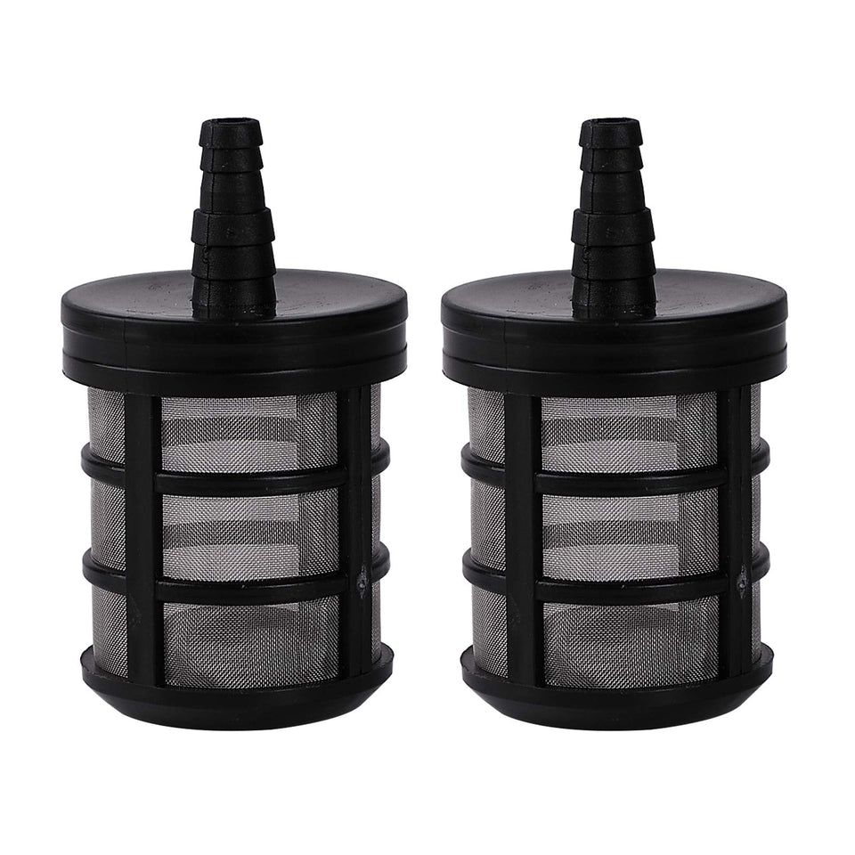 Aimela two-pack hose filter for pumps helps prevent clogs during spraying.
