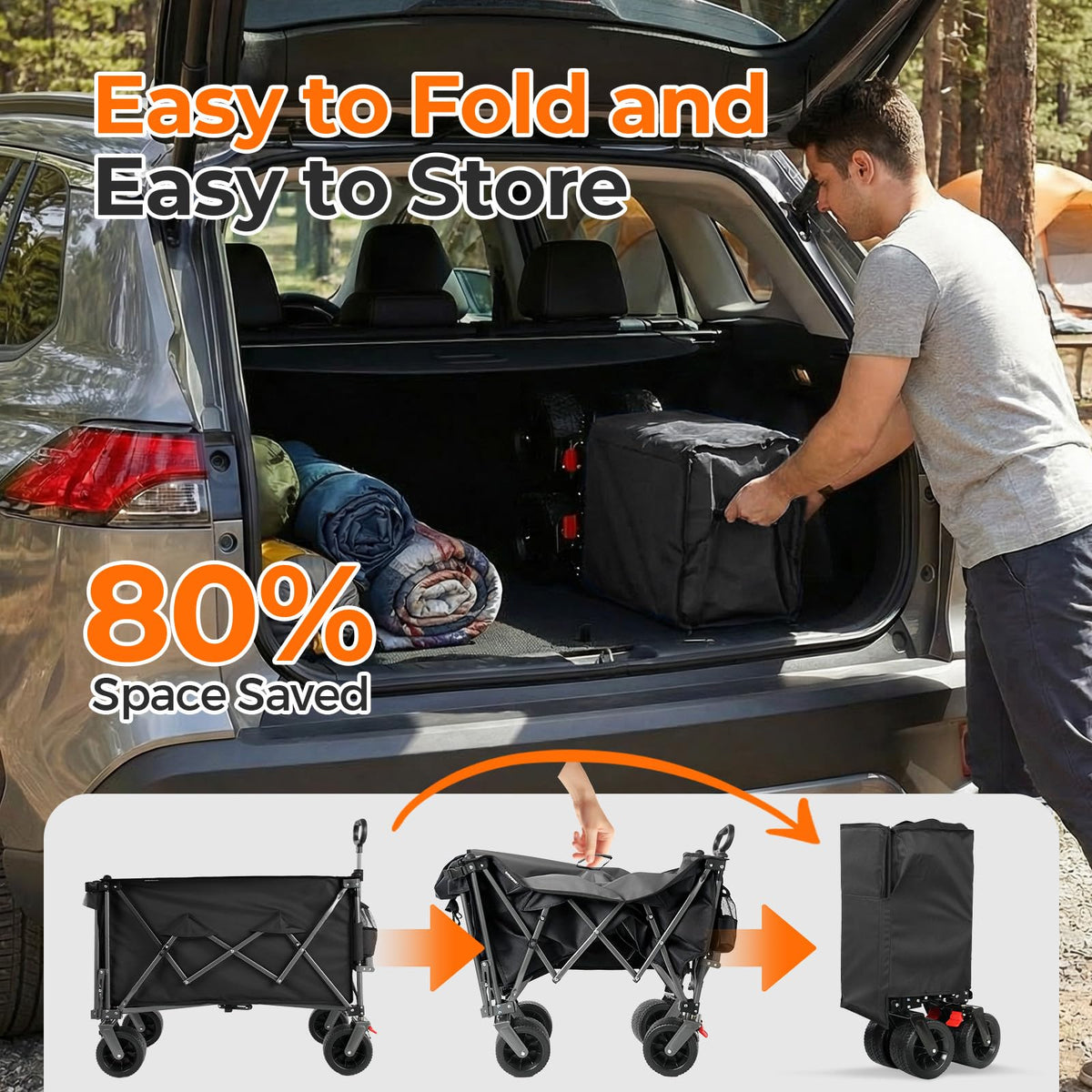 Aimnny all-terrain wheels with 360-degree brake system provide secure parking