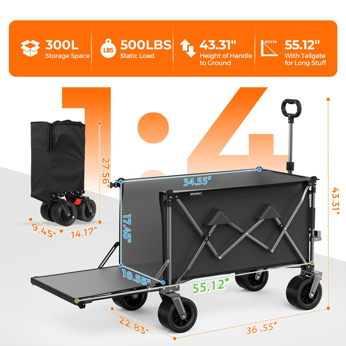 Aimnny heavy-duty wagon frame supports up to 500 lbs on rugged terrain