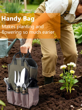 AINEED stainless steel garden tools close-up, durable 1.5mm blades resist rust