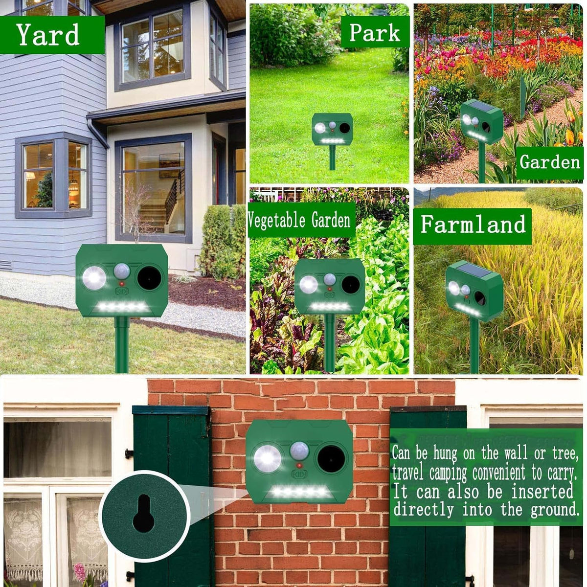 Ainneie Solar Cat Deterrent 2-Pack lawn coverage protects flower beds and patios.