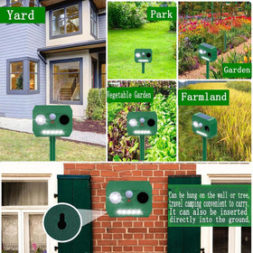 Ainneie Solar Cat Deterrent 2-Pack lawn coverage protects flower beds and patios.
