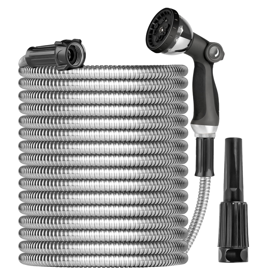 Ainpota metal garden hose 150ft demonstrates durability for tough outdoor tasks.