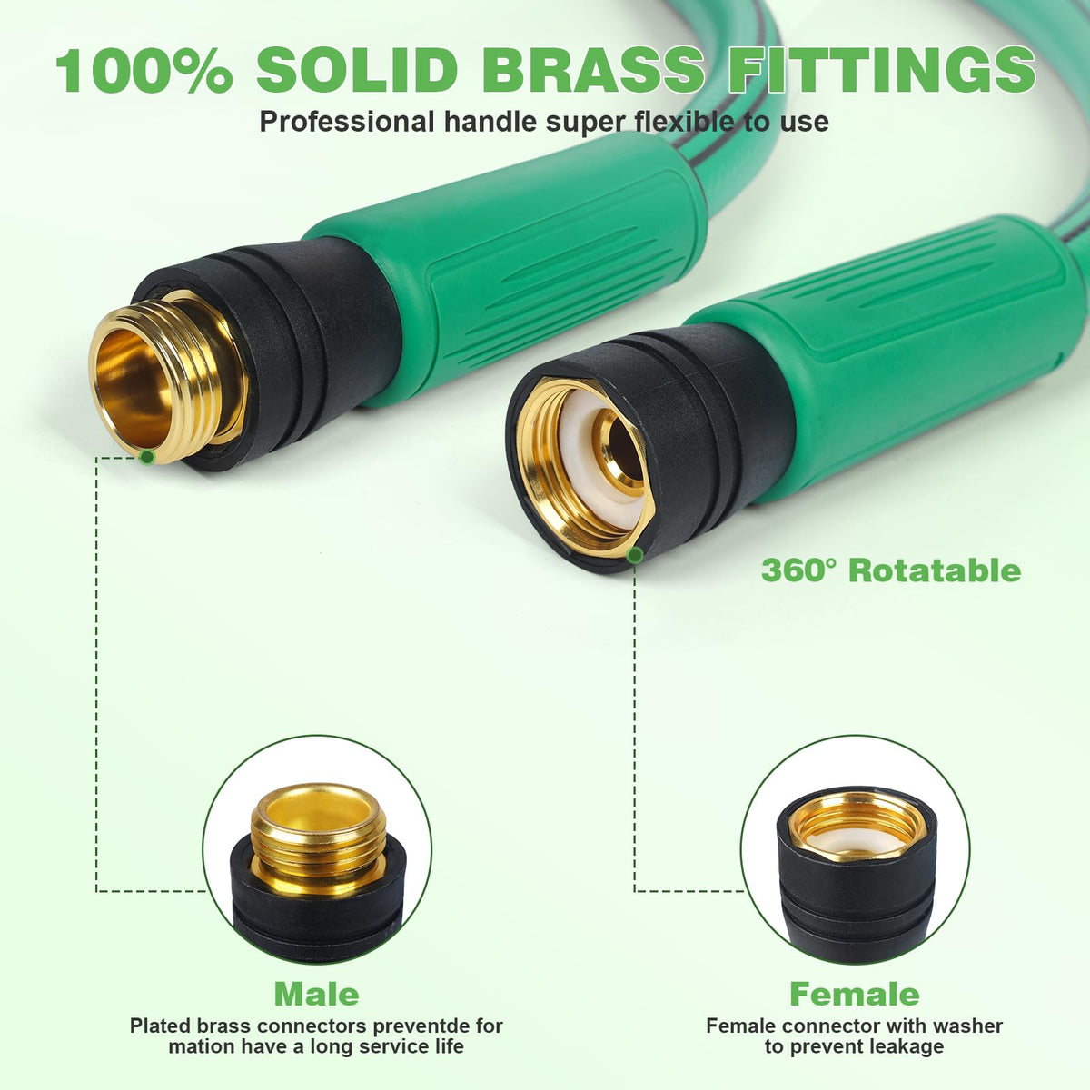 AIODE brass fittings three-quarter-inch end for leak-free connection and rust resistance.