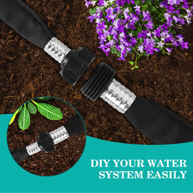 Gardener unrolling hose for quick one-person setup with AIODE.