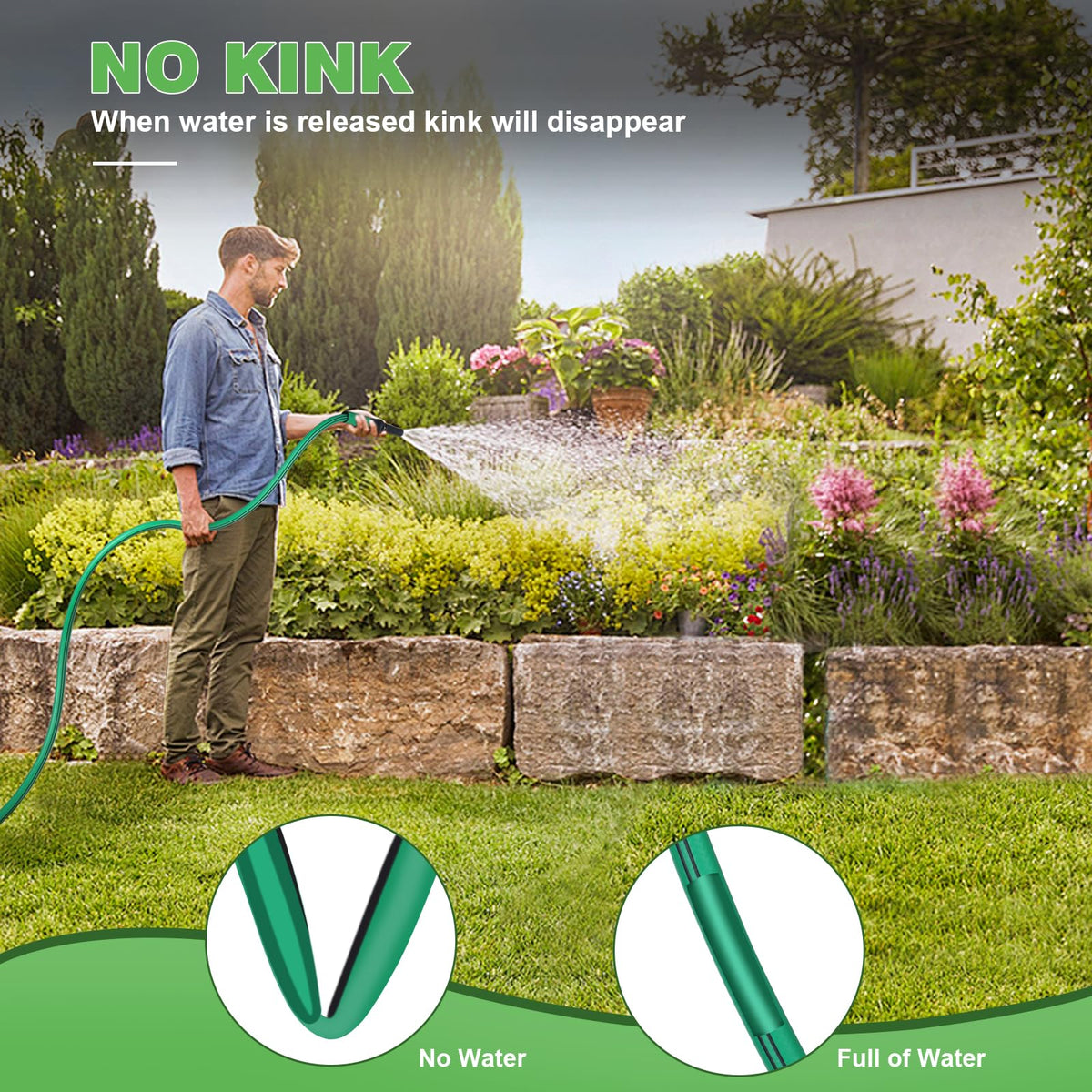 AIODE heavy-duty water hose 35ft for durable yard cleaning and car wash.