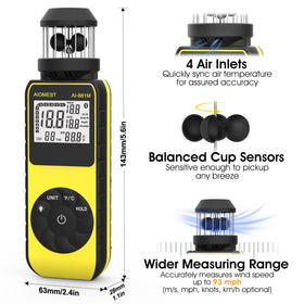 AIOMEST AI-881M digital wind display shows real-time speed and temperature.