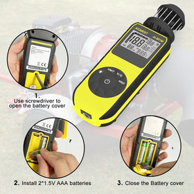 AIOMEST AI-881M portable wind meter fits in pocket for on-the-go readings.