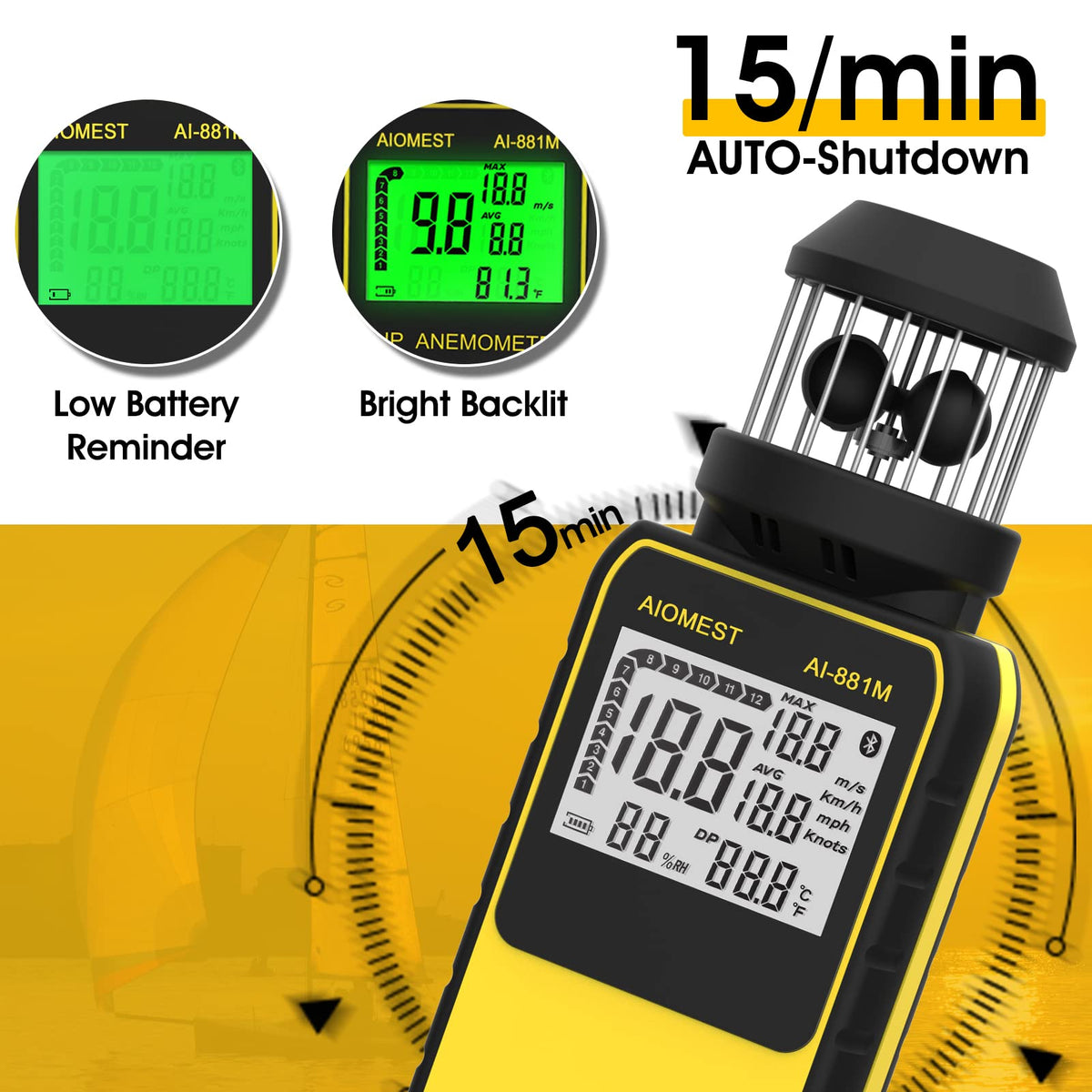AIOMEST AI-881M rotatable sensor cups improve measurement accuracy with any hold.