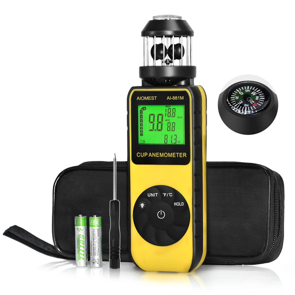 AIOMEST AI-881M wind cup sensor for fast, accurate air speed readings on the go.