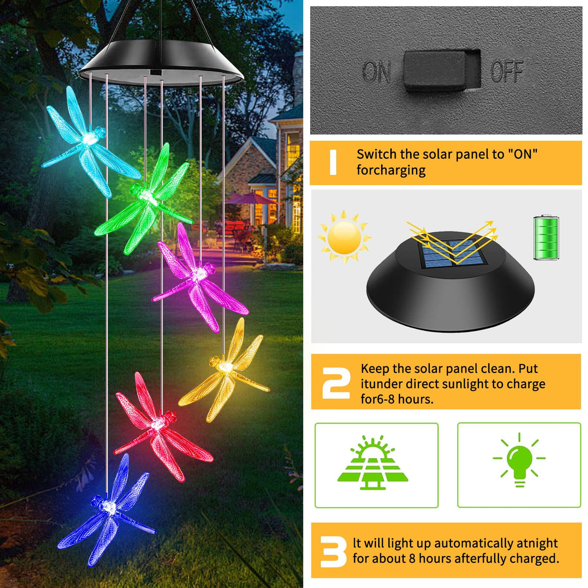 AIONASA Dragonfly wind chimes shown as a thoughtful gift idea for mom.
