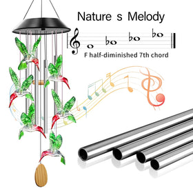 AIONASA LED lights glow at night on hummingbird wind chimes