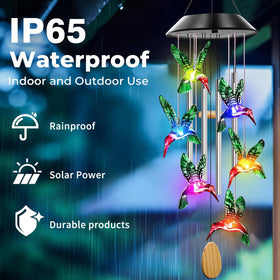 AIONASA solar panel wind chimes setup in sun