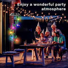 AIONASA solar panel wind chimes charge in sun for long-lasting light.