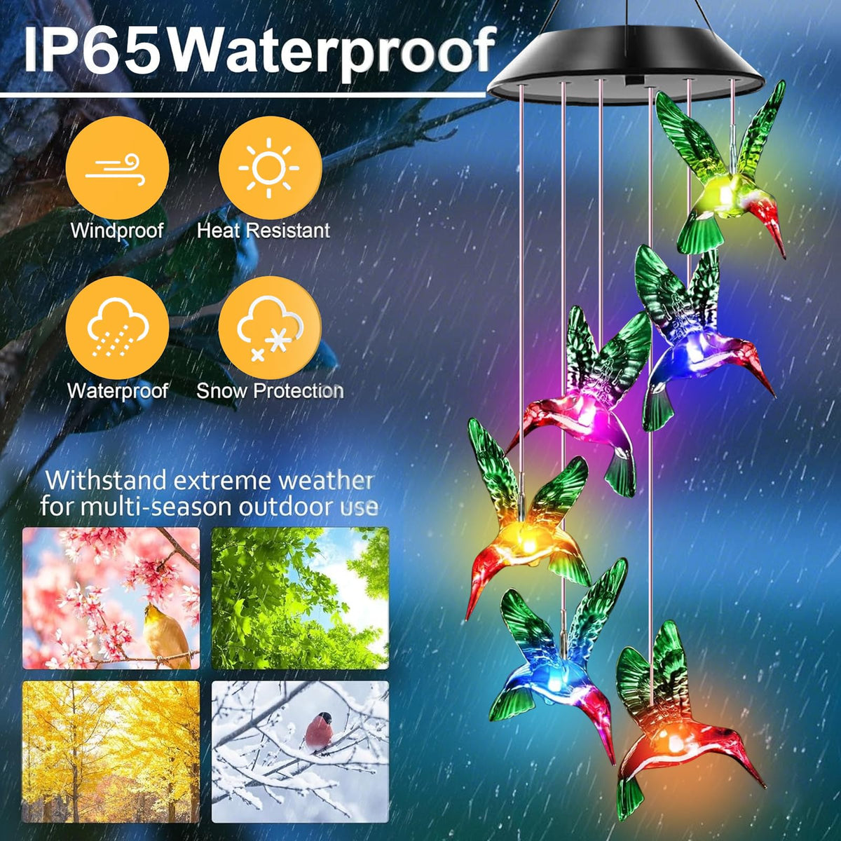 AIONASA weatherproof wind chimes resist rain and sun for year-round decor.