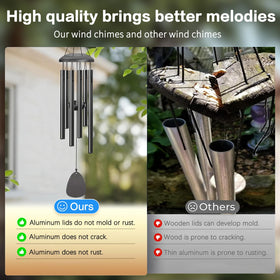 AIONASA wind chimes aluminum tubes closeup reveals precise tuning.
