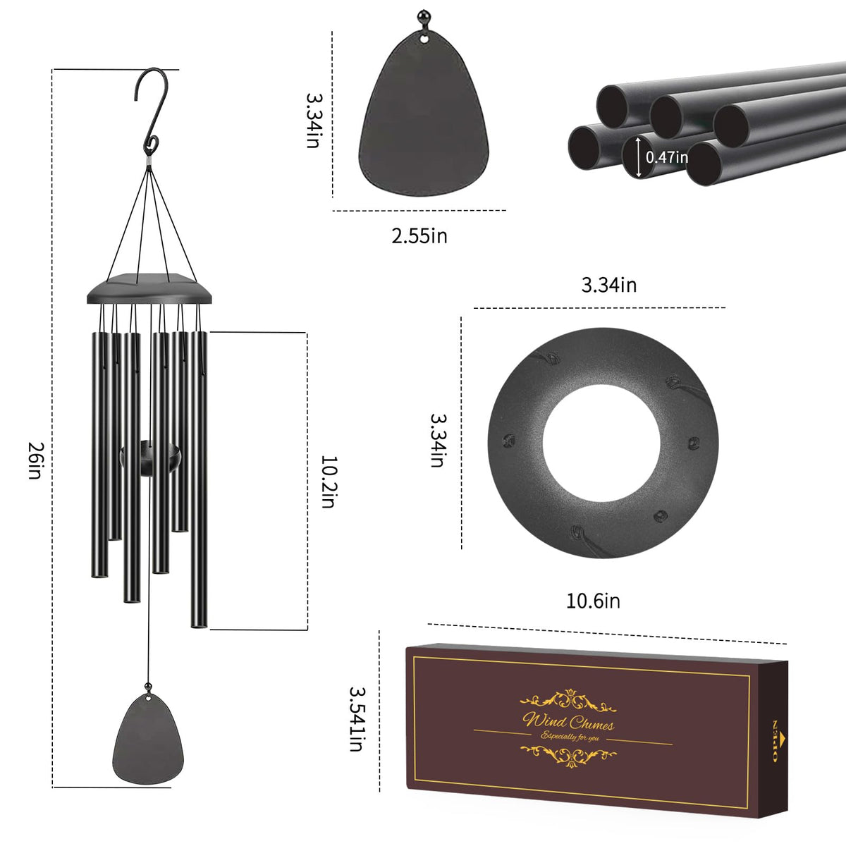 AIONASA wind chimes nylon strings protect against wear outdoors.