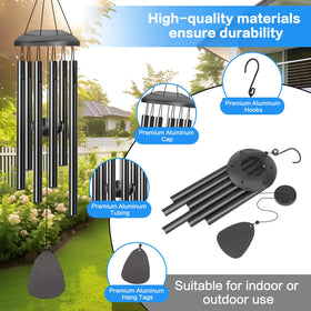 AIONASA wind chimes weather-resistant construction for year-round enjoyment.