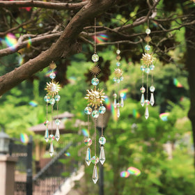 AIPRIDY outdoor garden stake decor shines with mixed crystal colors