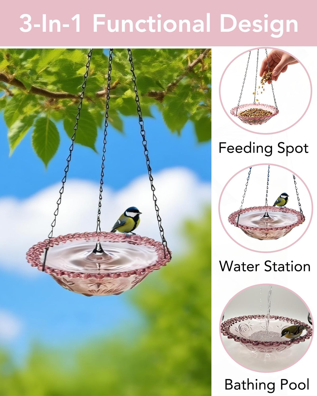 Aiqriwv outdoor garden bird setup in lilac purple enhances yard wildlife.