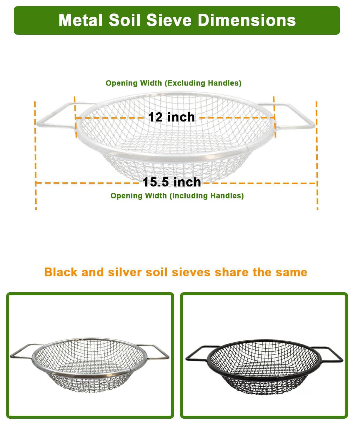 AireKouzia Dirt Sifter ergonomic handles ease shaking and reduce fatigue.