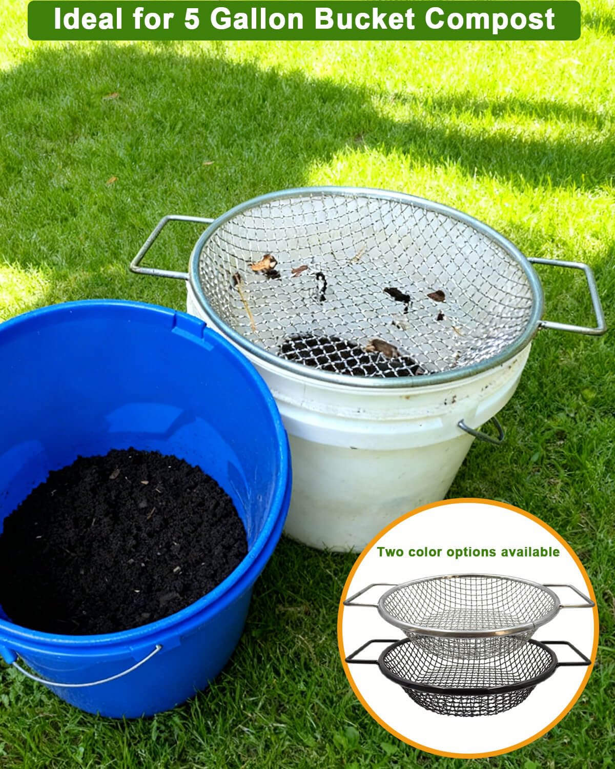 AireKouzia Dirt Sifter heavy-duty bucket-ready design stands up to regular use.