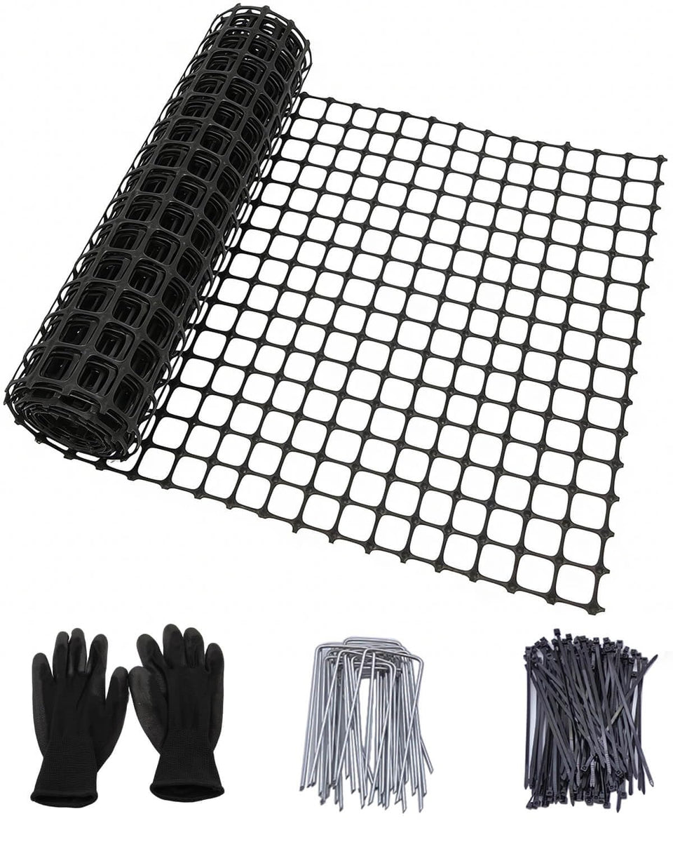 AireKouzia plastic chicken wire fence roll in black for garden barriers and poultry enclosures