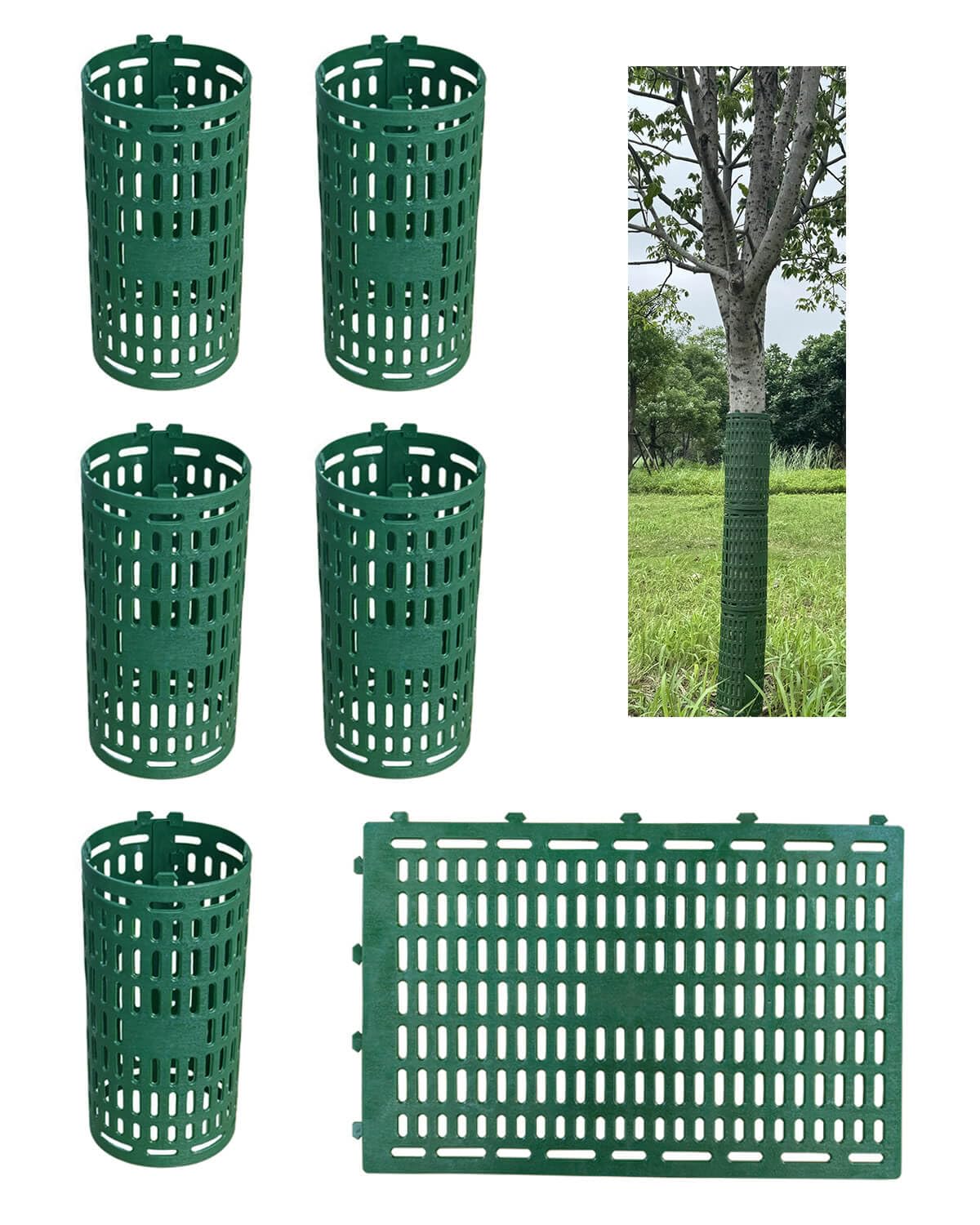AireKouzia tree trunk protector 6pc shields trunks while allowing airflow.