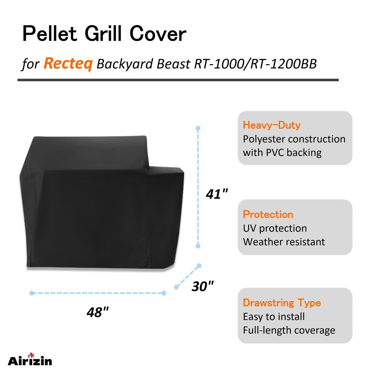 Airizin Backyard Beast 1200 cover keeps the larger pellet grill dry