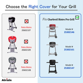 Airizin Bistro Pro cover dimensions 33W x 22D x 37H protects grill