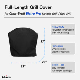 Airizin CharBroil Bistro Pro cover with charcoal mode, rain damage defense