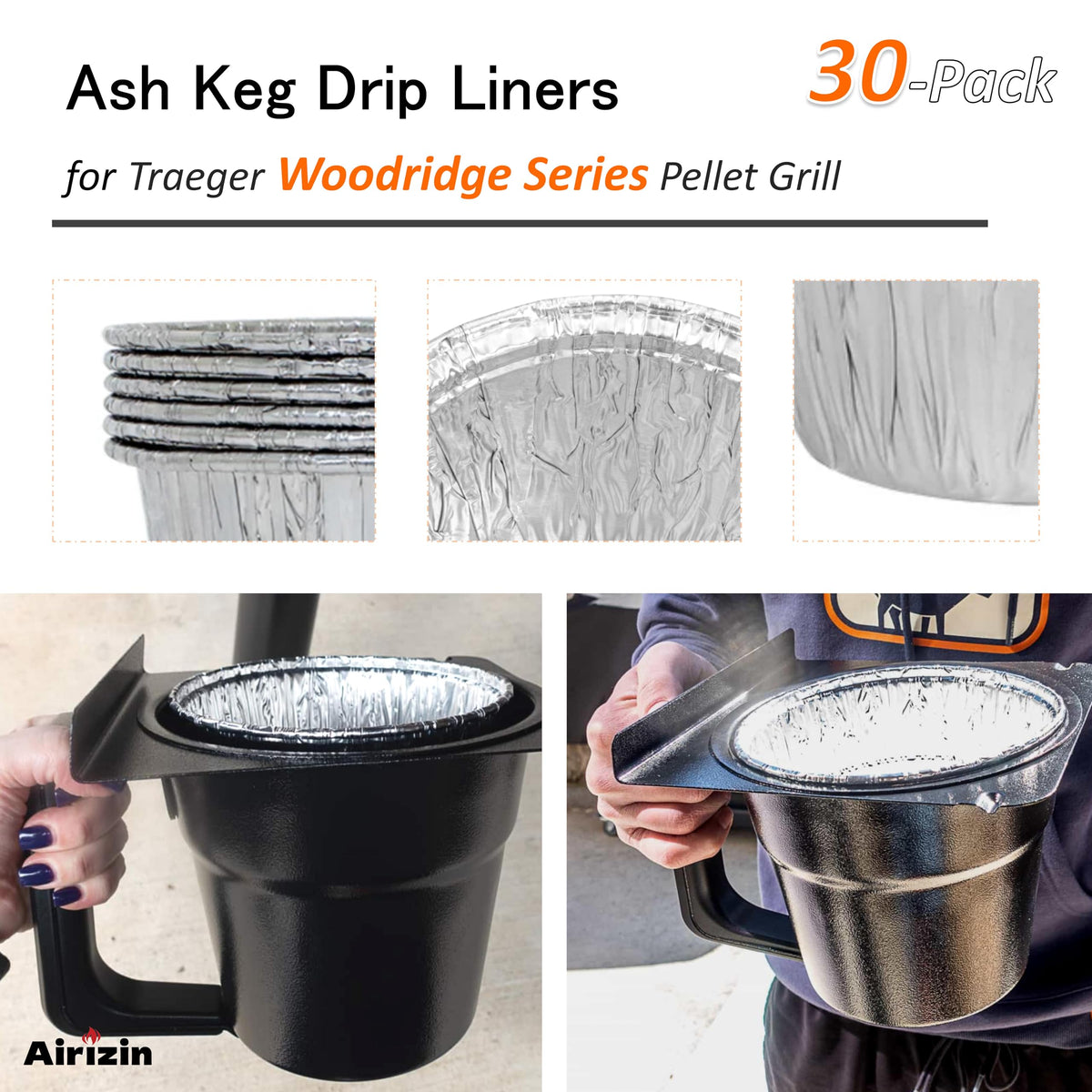 Airizin 20-pack grease liners enable quick disposal after cooking.