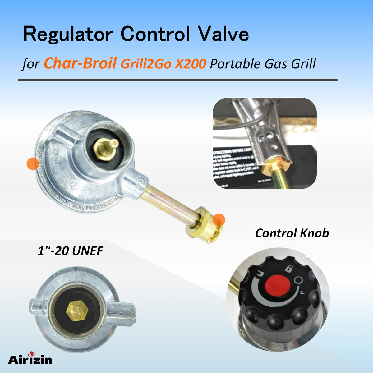 Airizin knurled grip regulator installation for tool-free swap and quick setup.