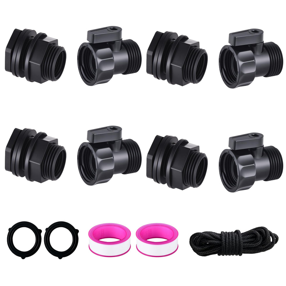 AIRLUNCH rain barrel spigot kit assembly shows easy setup for any barrel.