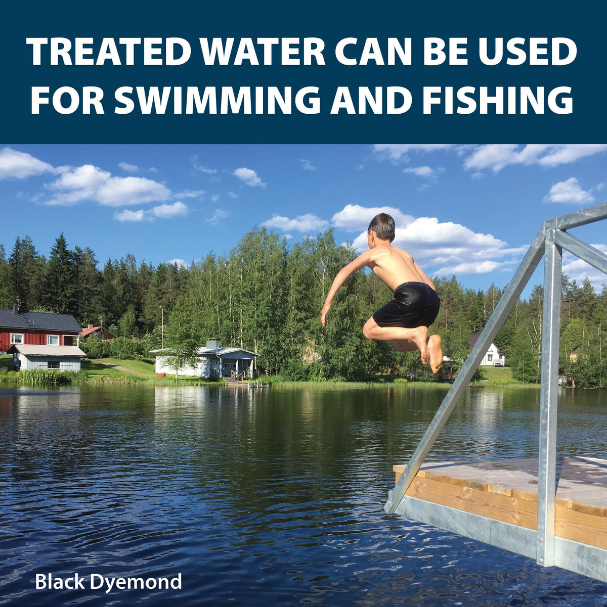 Airmax pond water shaded to reduce glare and UV exposure